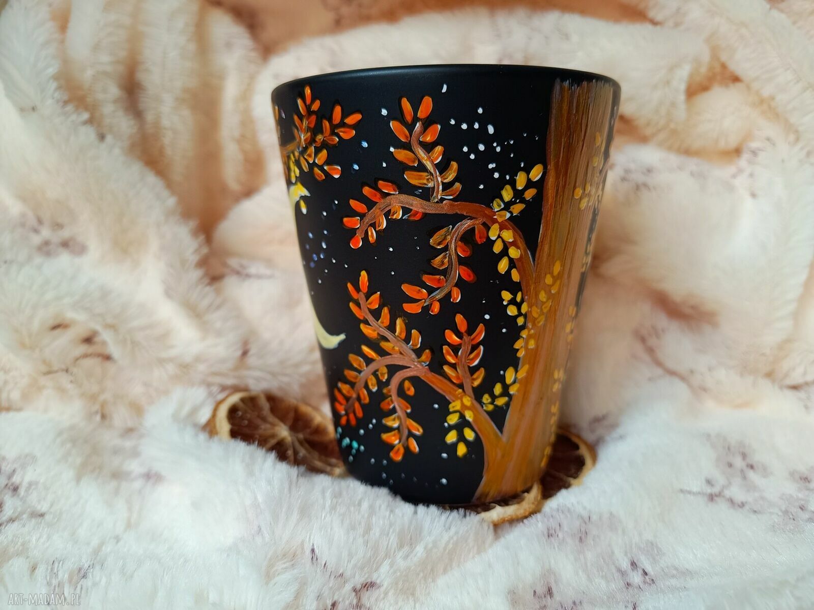 Nocne kocie tajemnice - ręcznie malowany kubek 300 ml