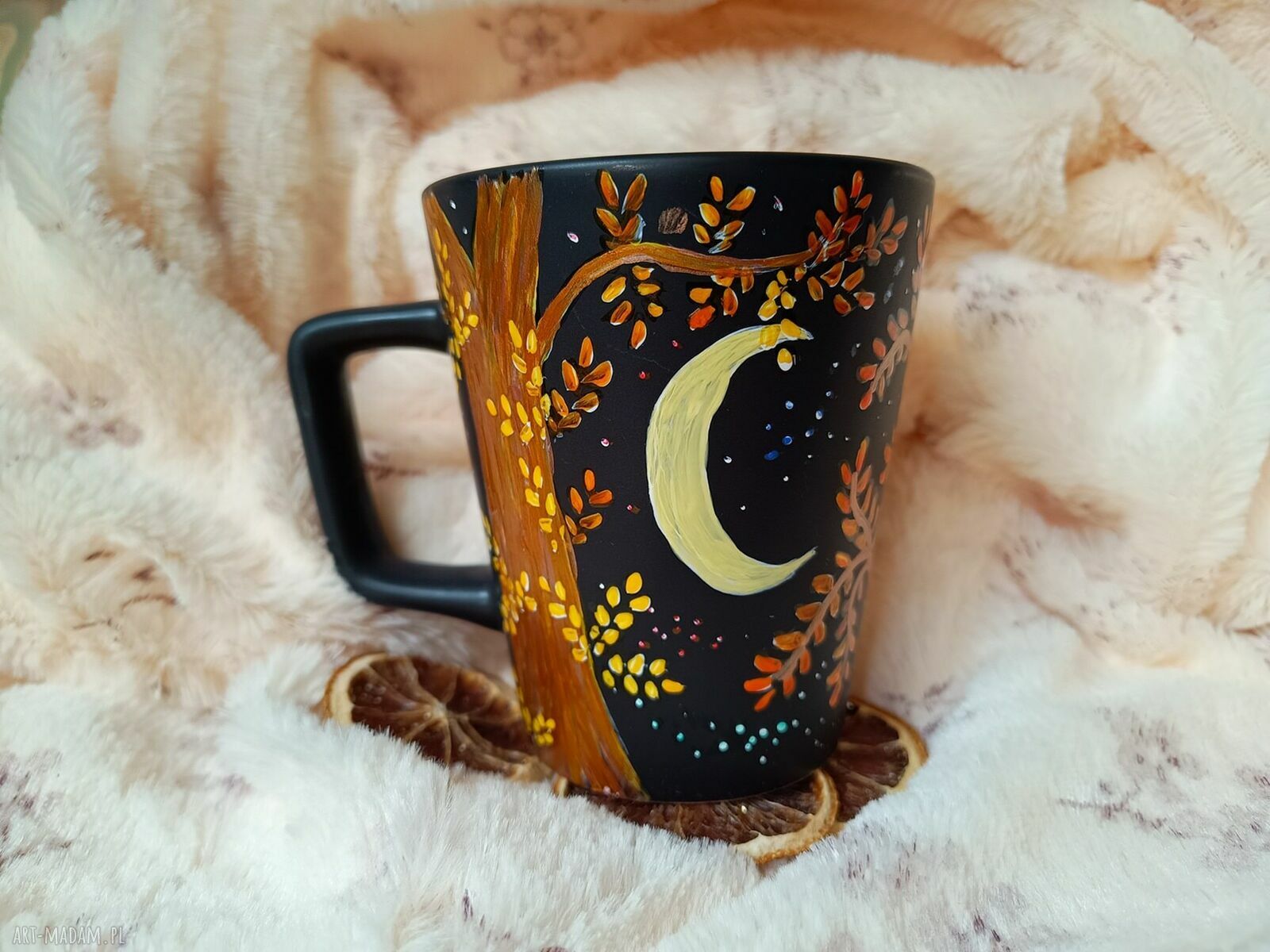 Nocne kocie tajemnice - ręcznie malowany kubek 300 ml