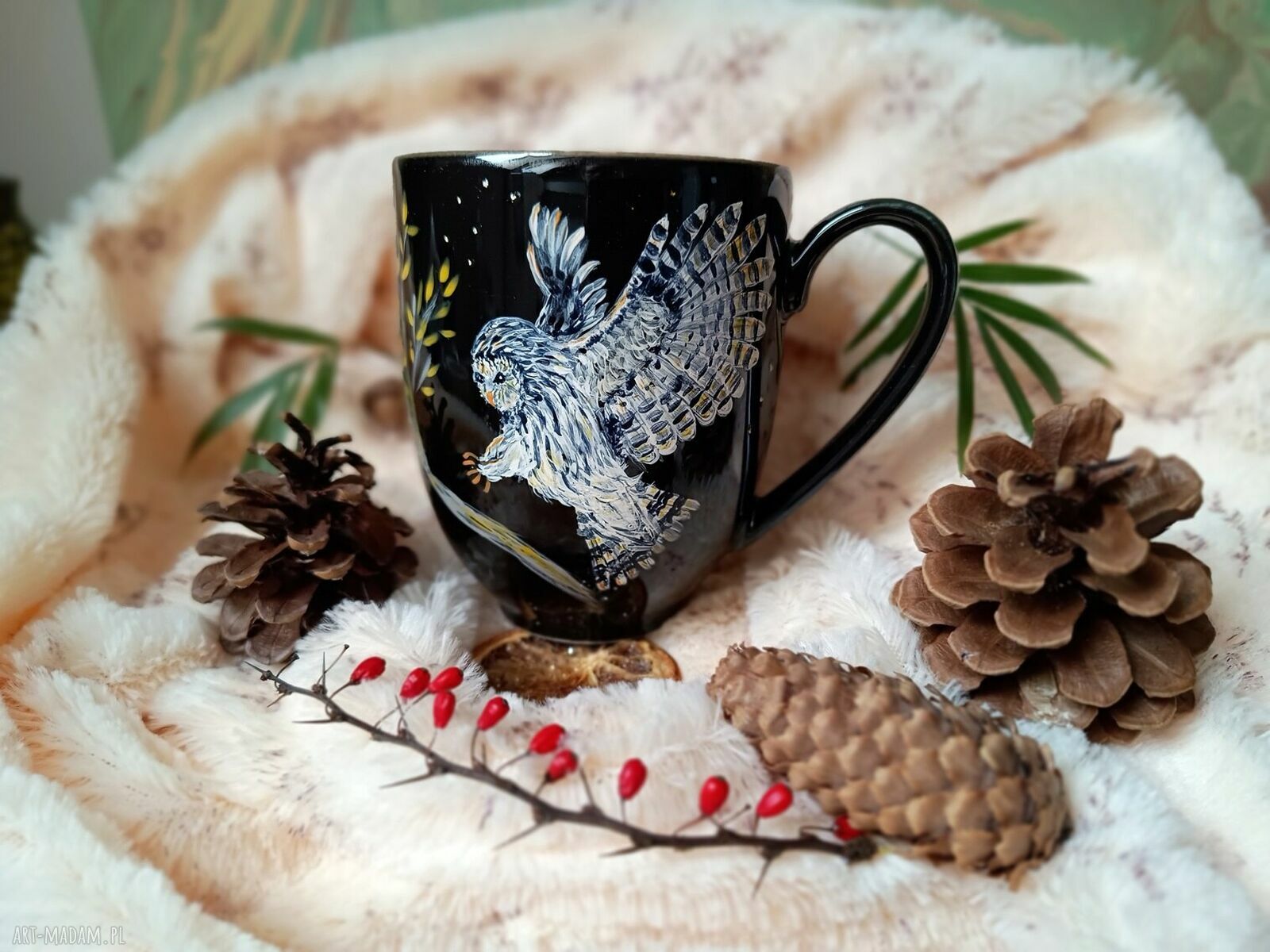 Nocny kubek z Tajemniczą Sową 400 ml - ręcznie malowana porcelana