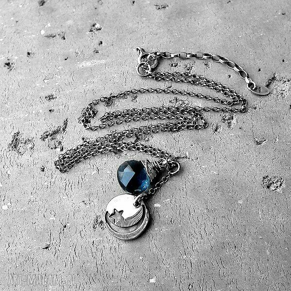 naszyjniki: Noc/Srebro i kwarc granatowy Naszyjnik. HandMade