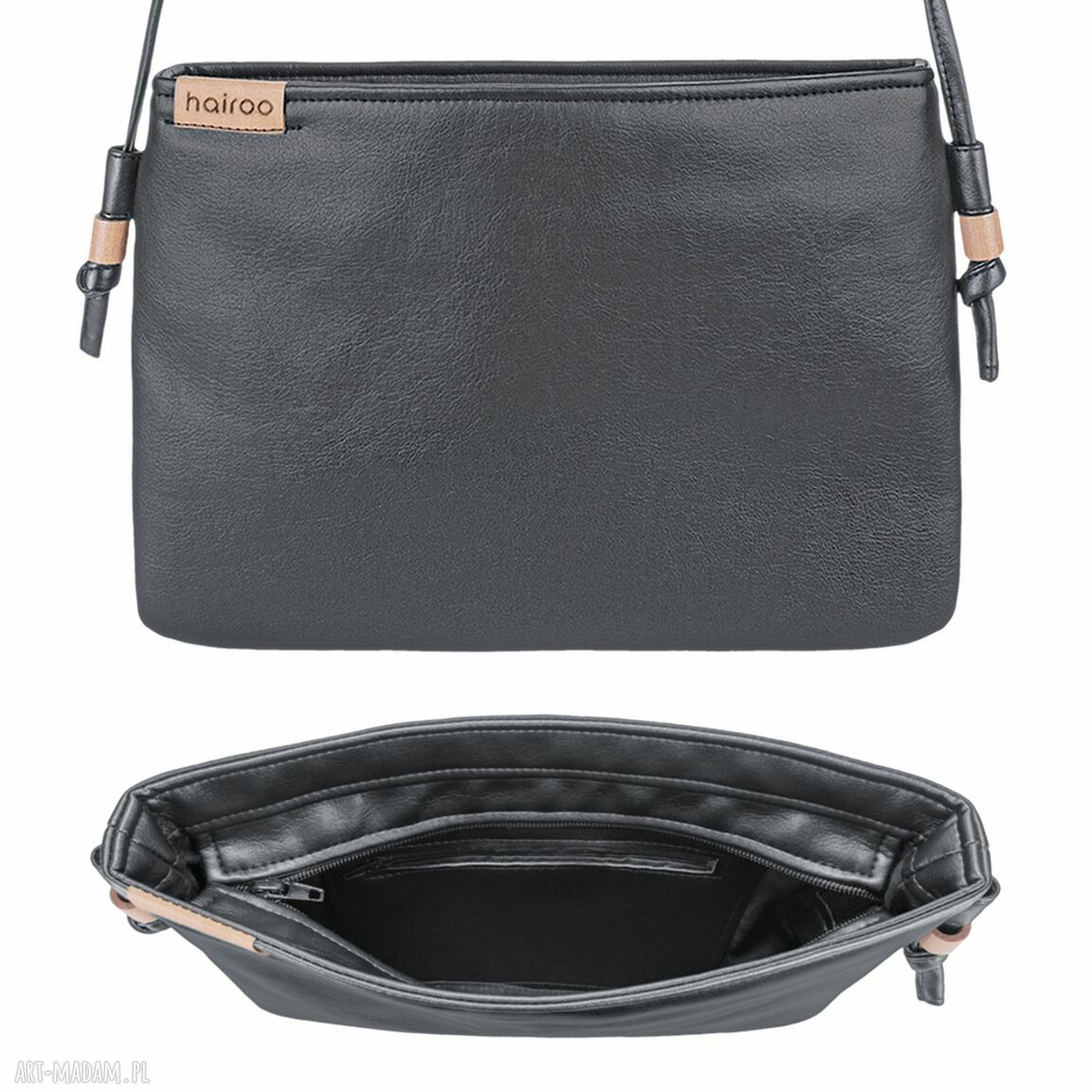 Czarna torebka Nodo Bag na ramię i przez ramię - vegan