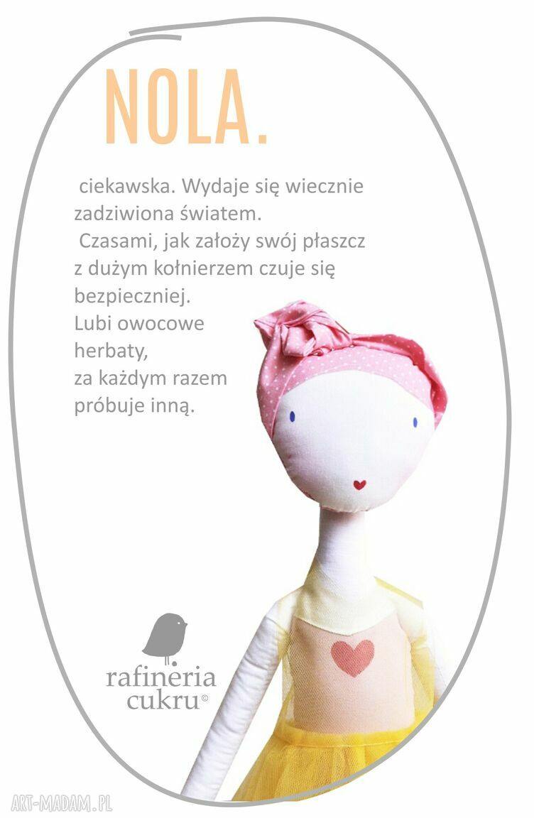 Lalka szmaciana Nola, słoneczna tancerka - eko przytulanka Rafineria Cukru 54 cm