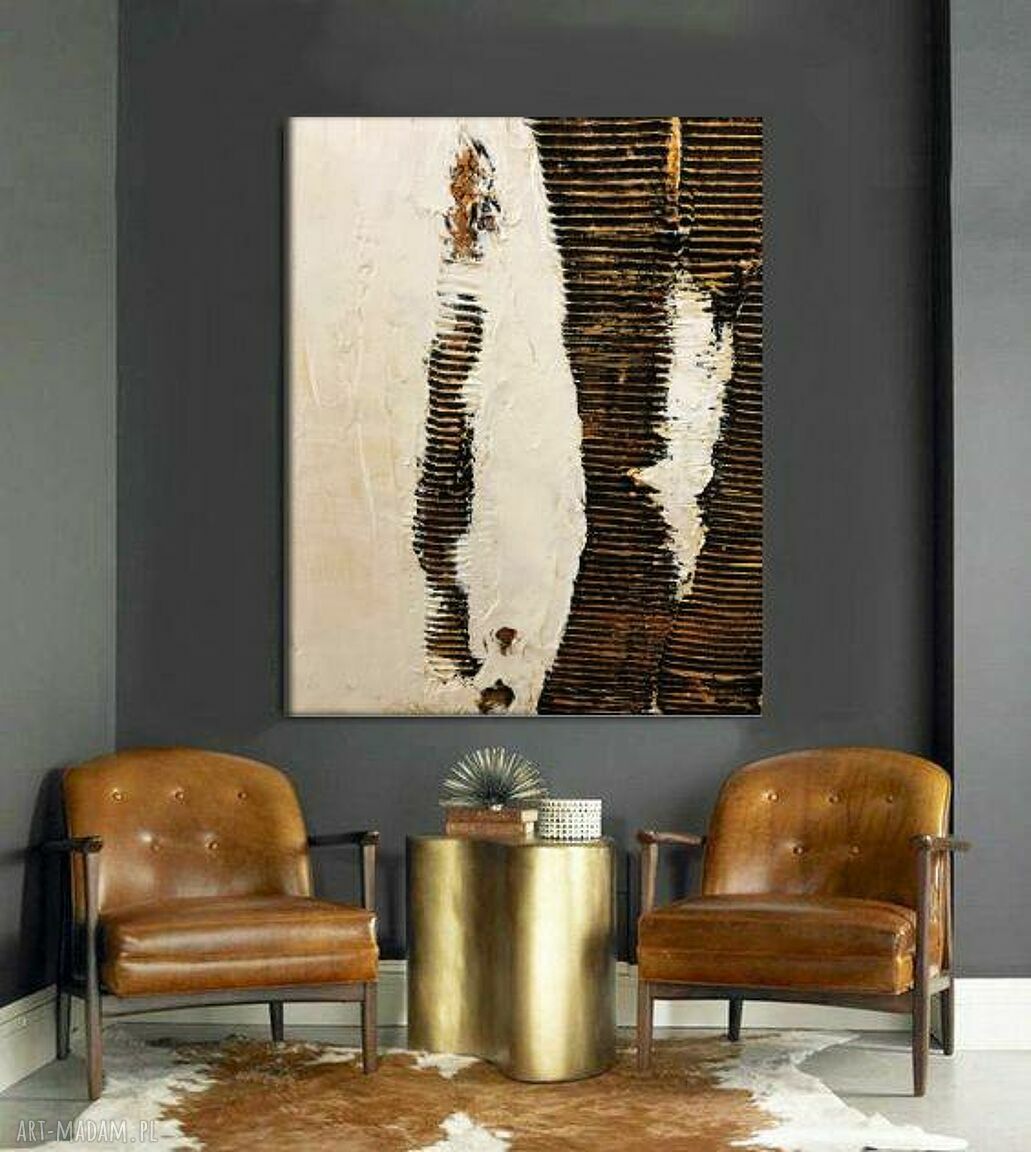 NOSTALGY - współczesny obraz malowany szpachelką z metaliczną strukturą 100x150 cm