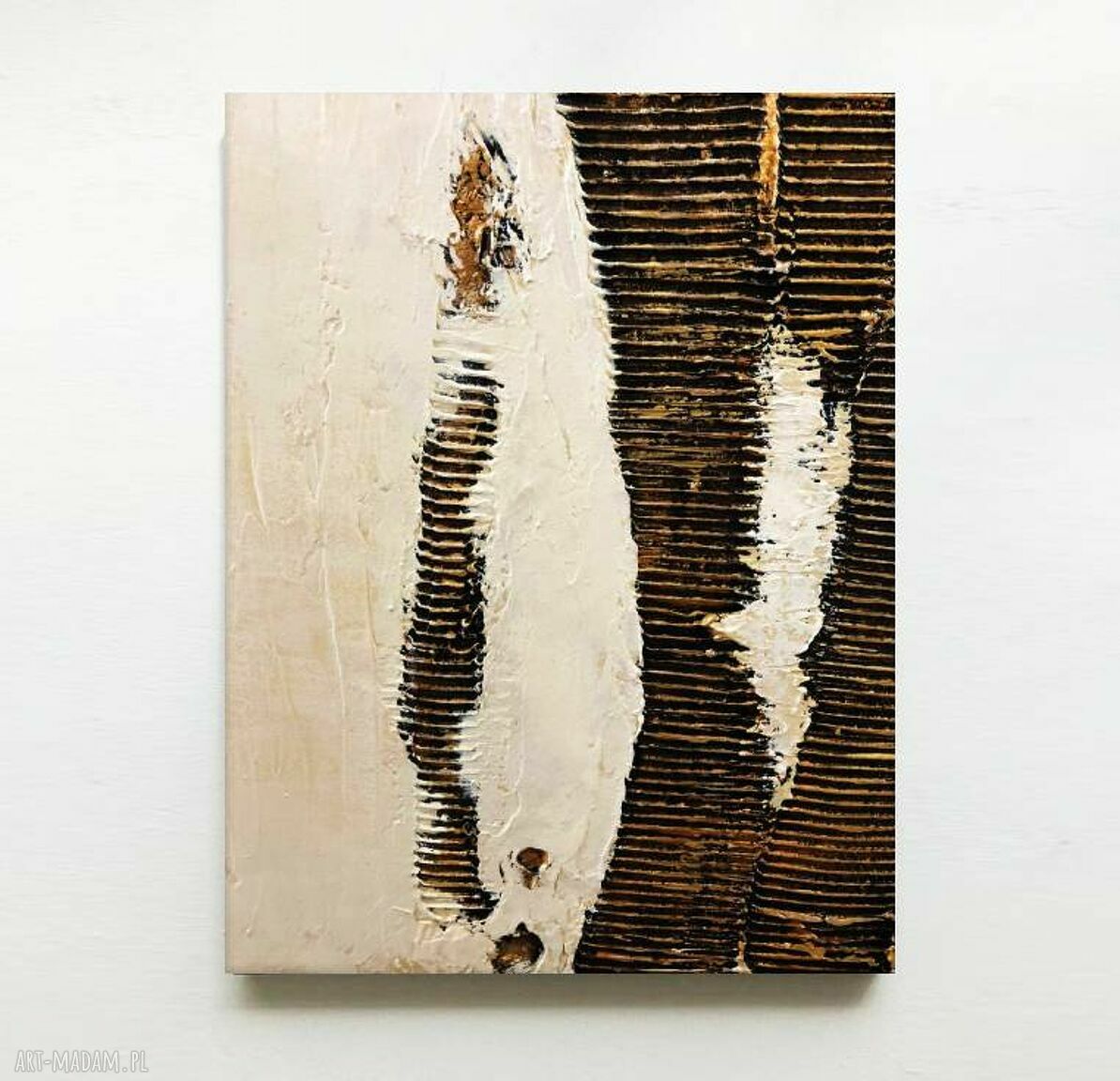 NOSTALGY - współczesny obraz malowany szpachelką z metaliczną strukturą 100x150 cm