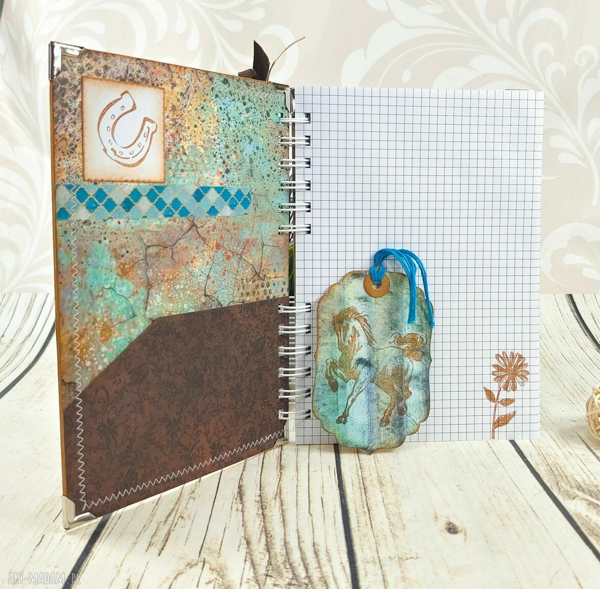 Notatnik A5 z koniem (n77) - scrapbooking handmade