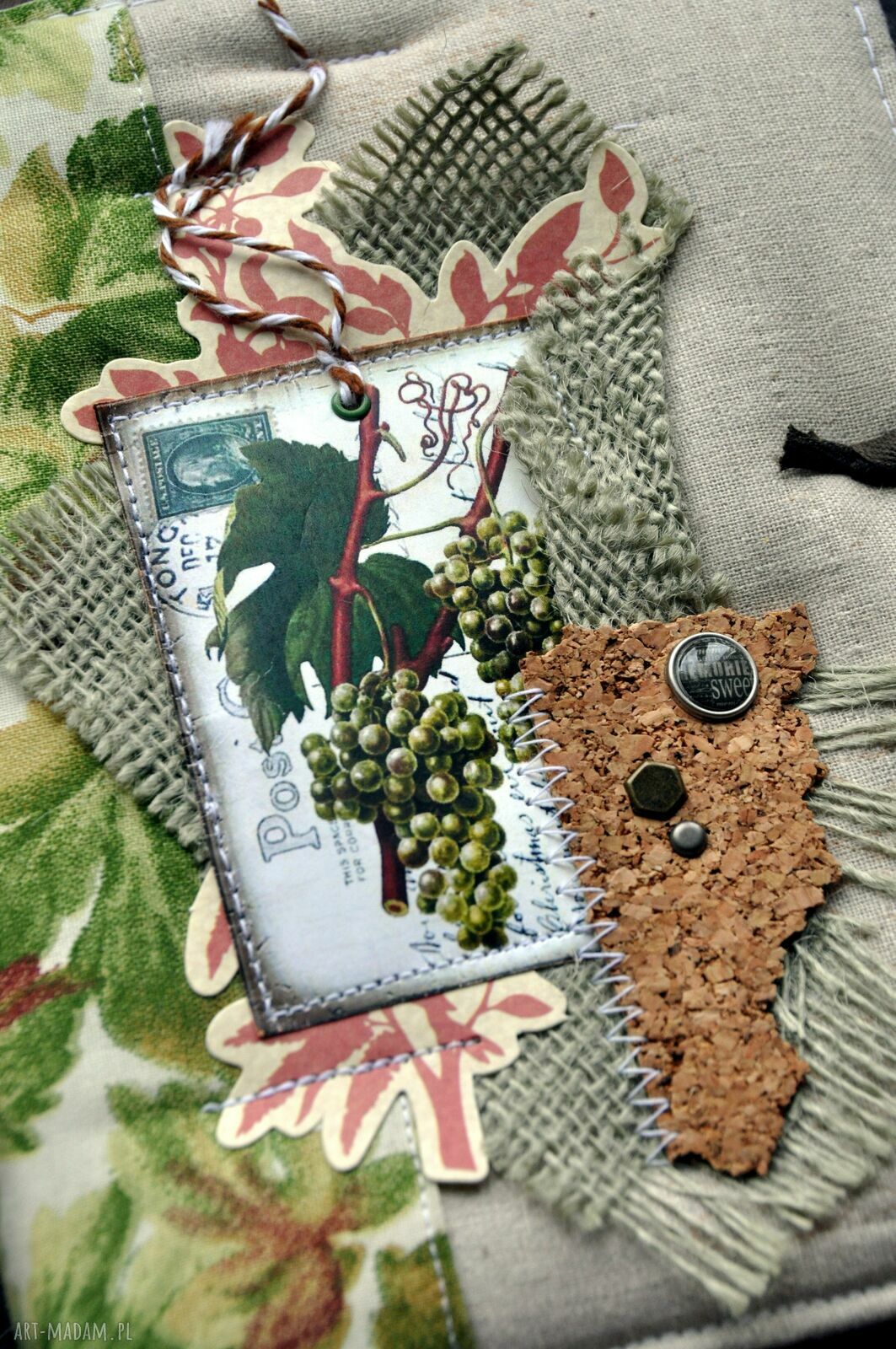 Ręcznie robiony notatnik scrapbooking retro 20x14 cm