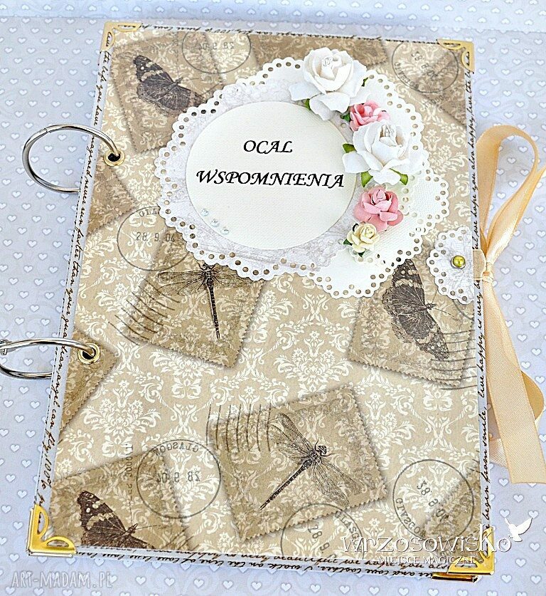 Ocal wspomnienia pamiętnik vintage notatnik motyl kwiaty prezent