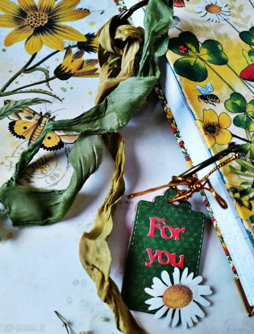 Notatnik - zielnik A5 „Zielony Las” z elfami - ręcznie robiony scrapbooking