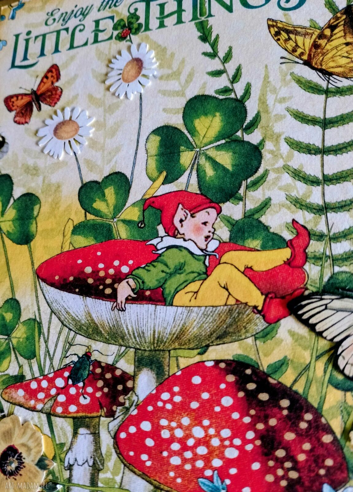 Notatnik - zielnik A5 „Zielony Las” z elfami - ręcznie robiony scrapbooking