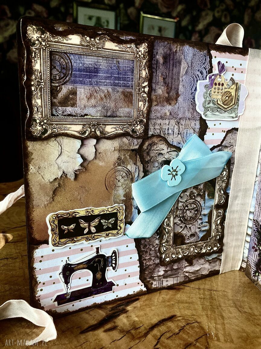 Notes album planer krawiecki w stylu retro - scrapbooking handmade
