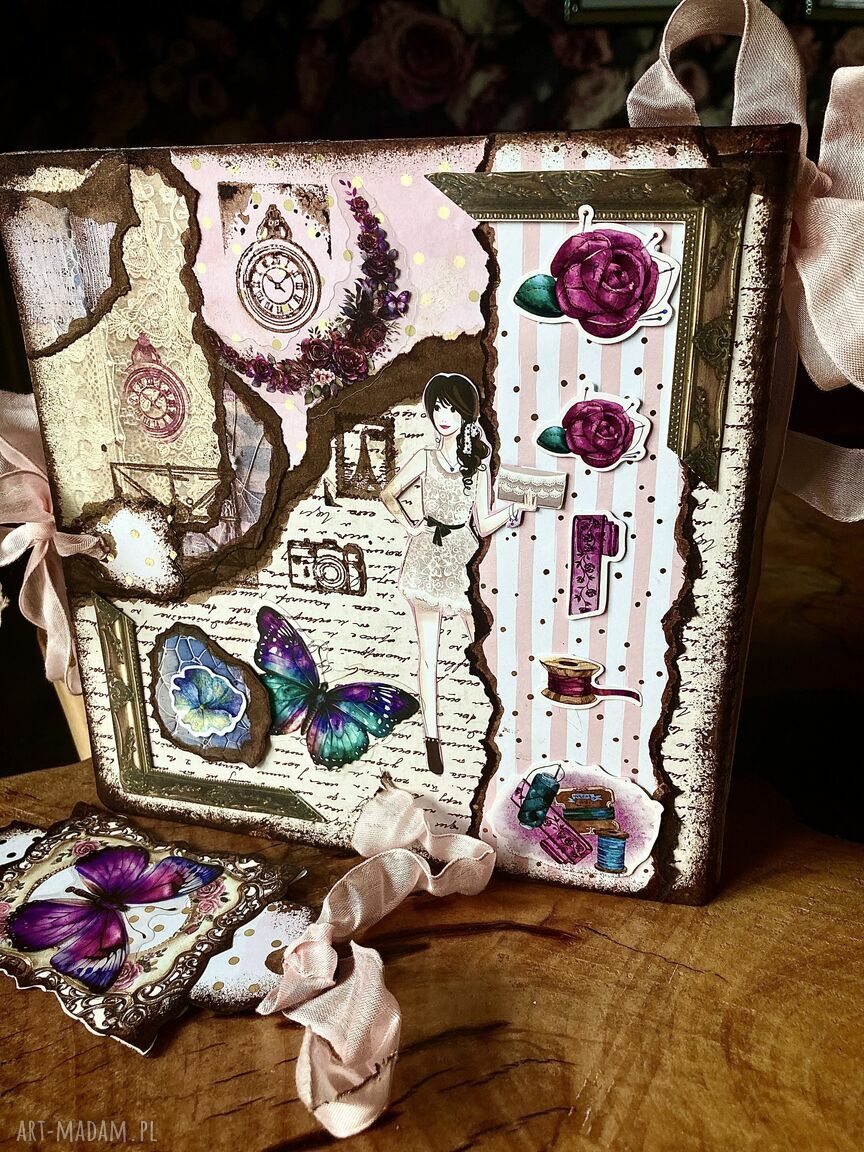 Notes album planer krawiecki w stylu retro - scrapbooking handmade