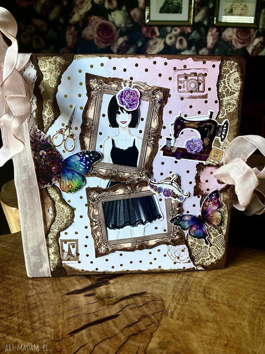 Notes album planer krawiecki w stylu retro - scrapbooking handmade