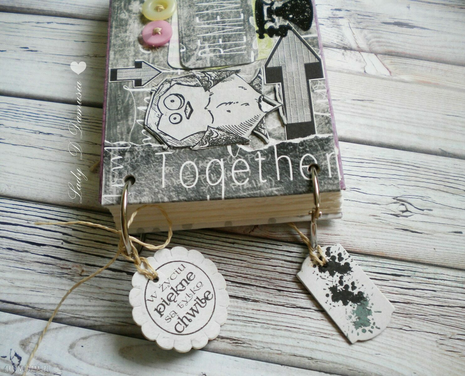 Notes i szkicownik A6 z sówką - ręcznie robiony scrapbooking