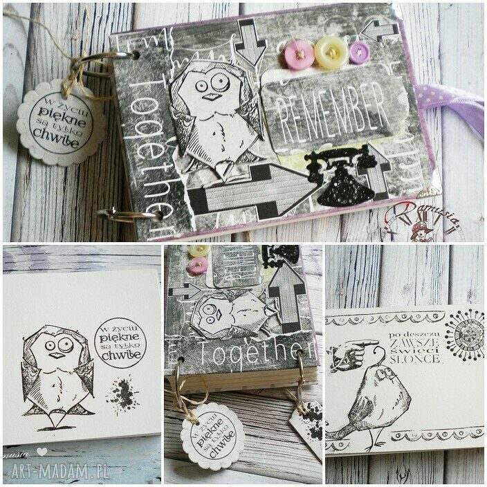 Notes i szkicownik A6 z sówką - ręcznie robiony scrapbooking