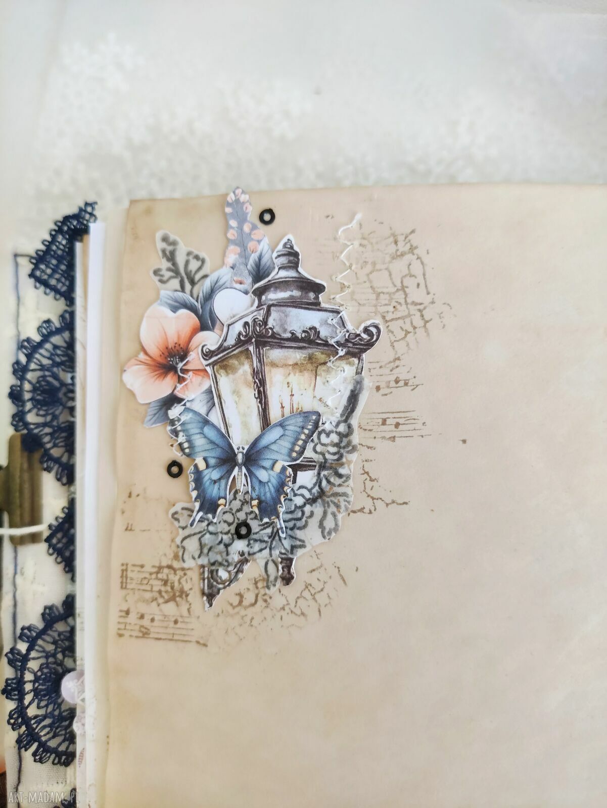Ręcznie robiony notes Junk Journal - album A5 postarzany kawą