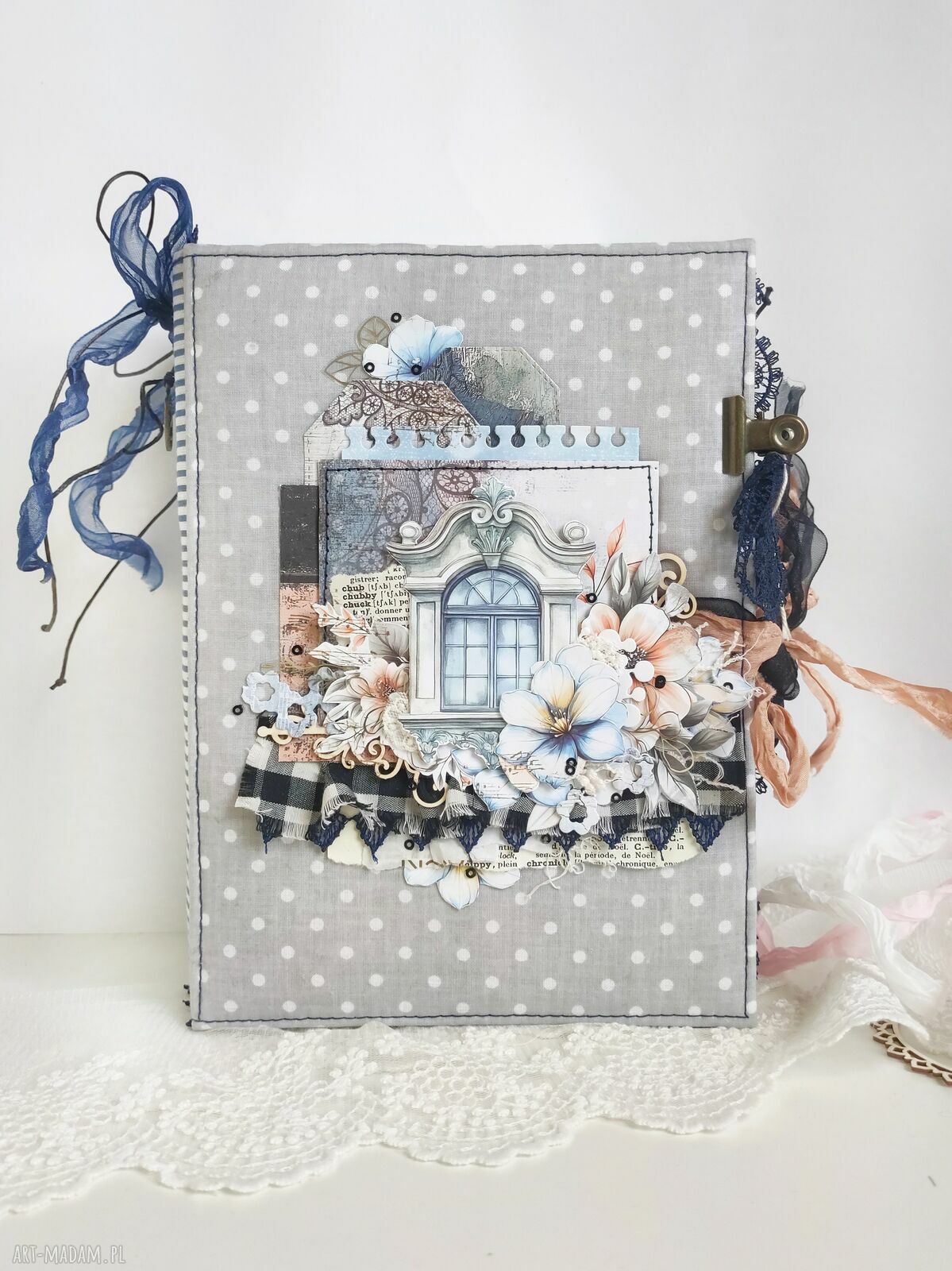 Ręcznie robiony notes Junk Journal - album A5 postarzany kawą