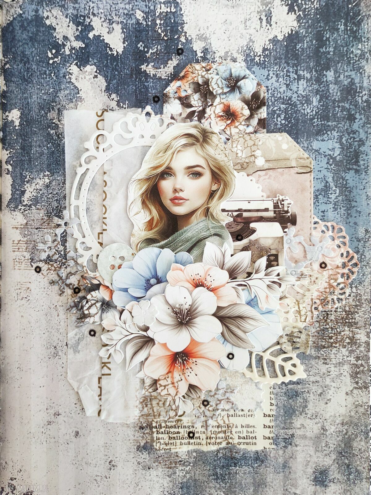 Ręcznie robiony notes Junk Journal - album A5 postarzany kawą