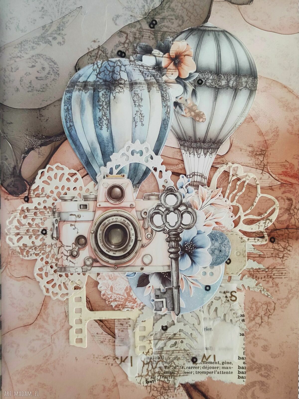 Ręcznie robiony notes Junk Journal - album A5 postarzany kawą