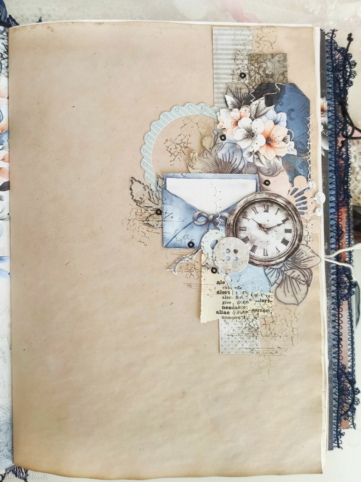 Ręcznie robiony notes Junk Journal - album A5 postarzany kawą