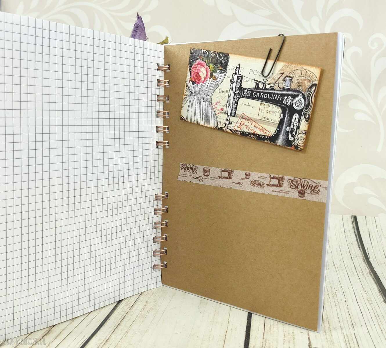 Notes krawiecki (n101) - A5 z pracowni krawieckiej, ręcznie robiony scrapbook