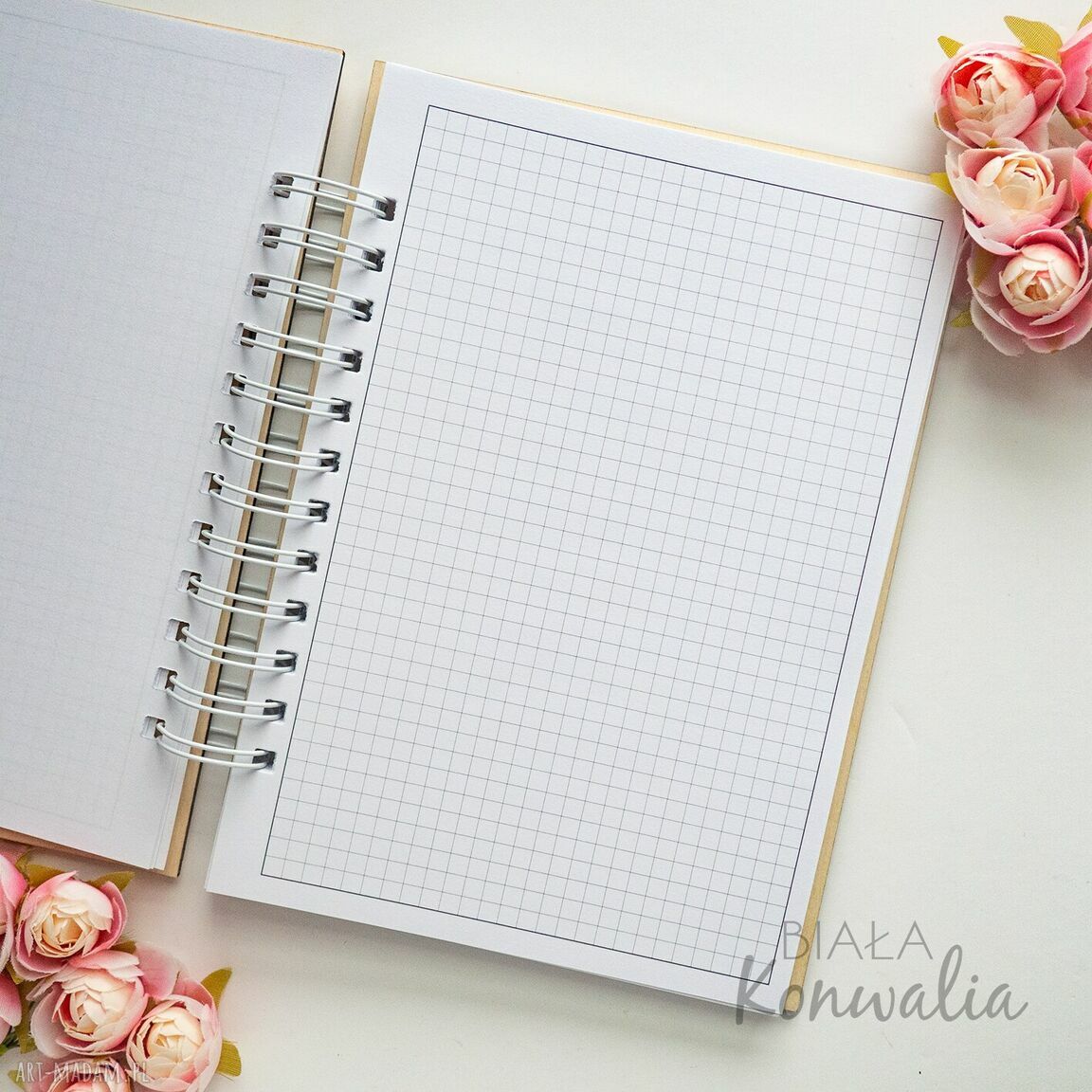 Personalizowany notes z grawerem kwiatowy wianek A5