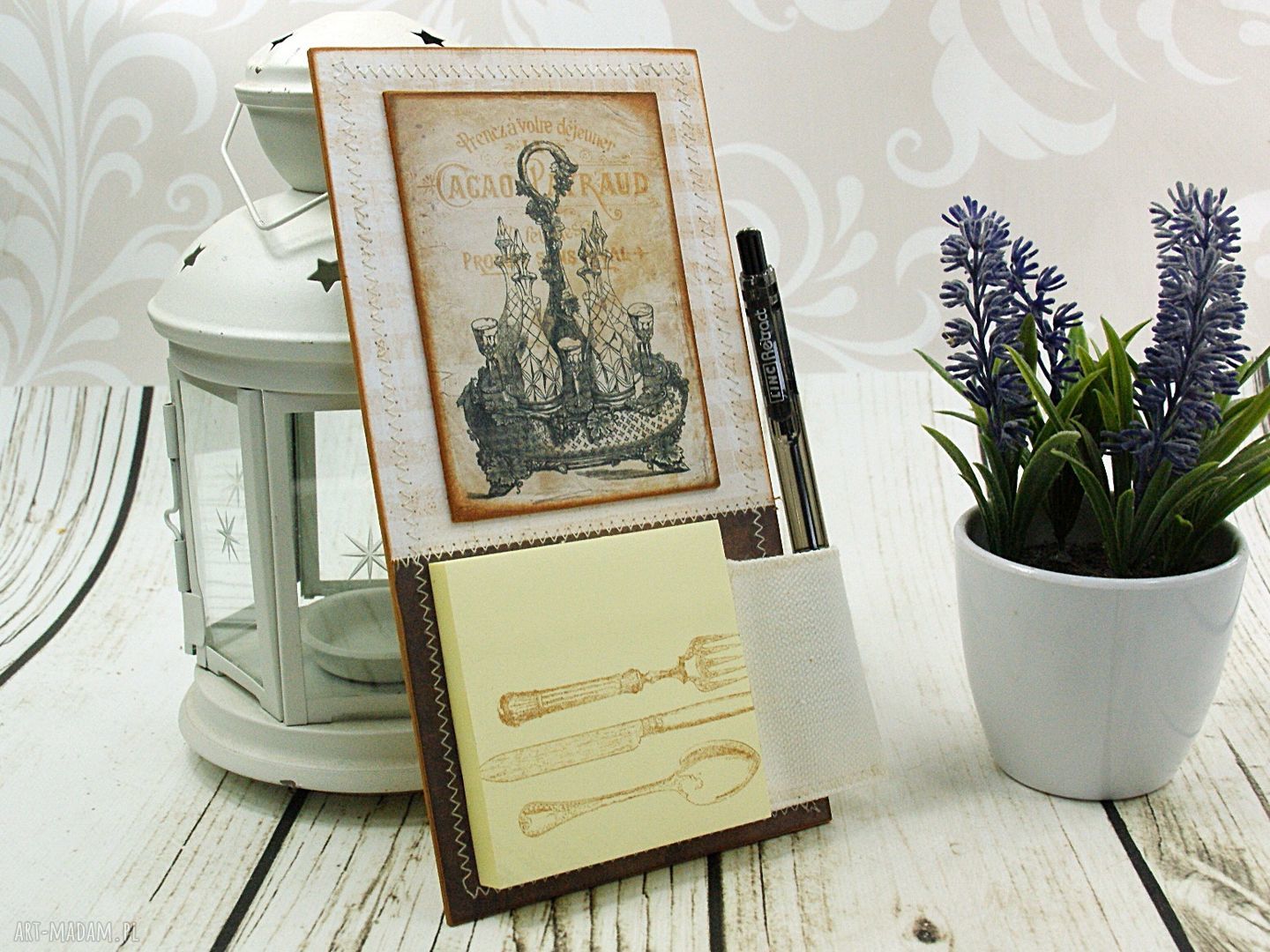 Retro notes na lodówkę z magnesem - notes handmade scrapbook z długopisem
