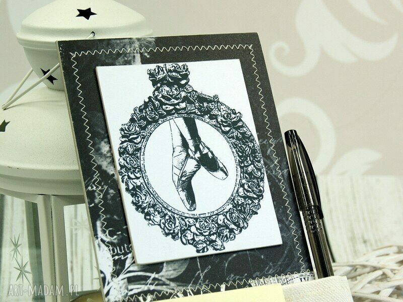 Notes na lodówkę balet z magnesem i długopisem - scrapbooking handmade