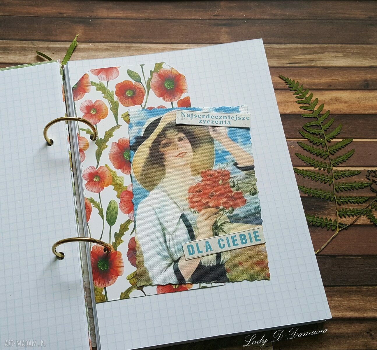 Notes A5 "Maki i chabry" - ręcznie robiony scrapbookingowy pamiętnik