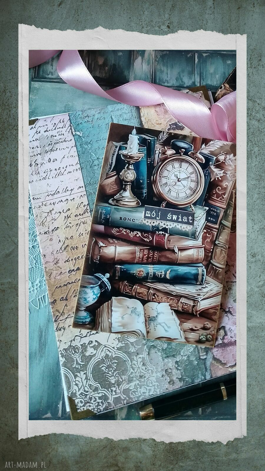 Romantyczny notes w stylu retro - ręcznie wykonany pamiętnik