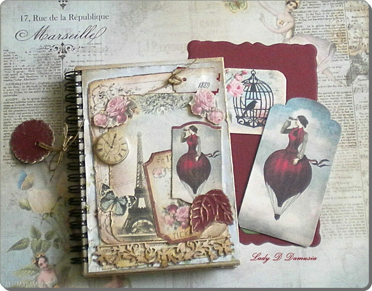 Notes - sekretnik Paryż (A6), retro romantyczny