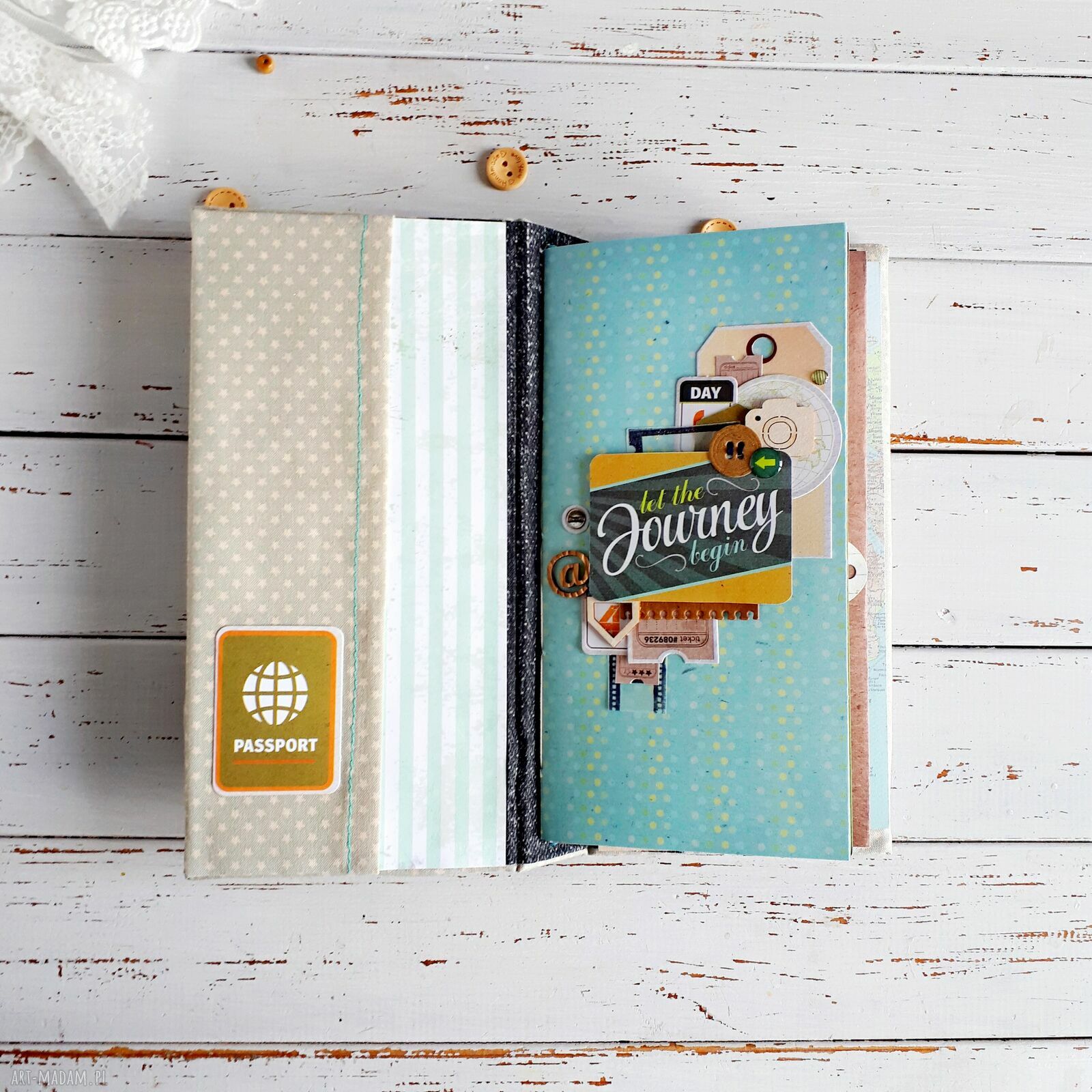 Travelbook notes podróżnika - ręcznie robiony pamiętnik z kieszonkami