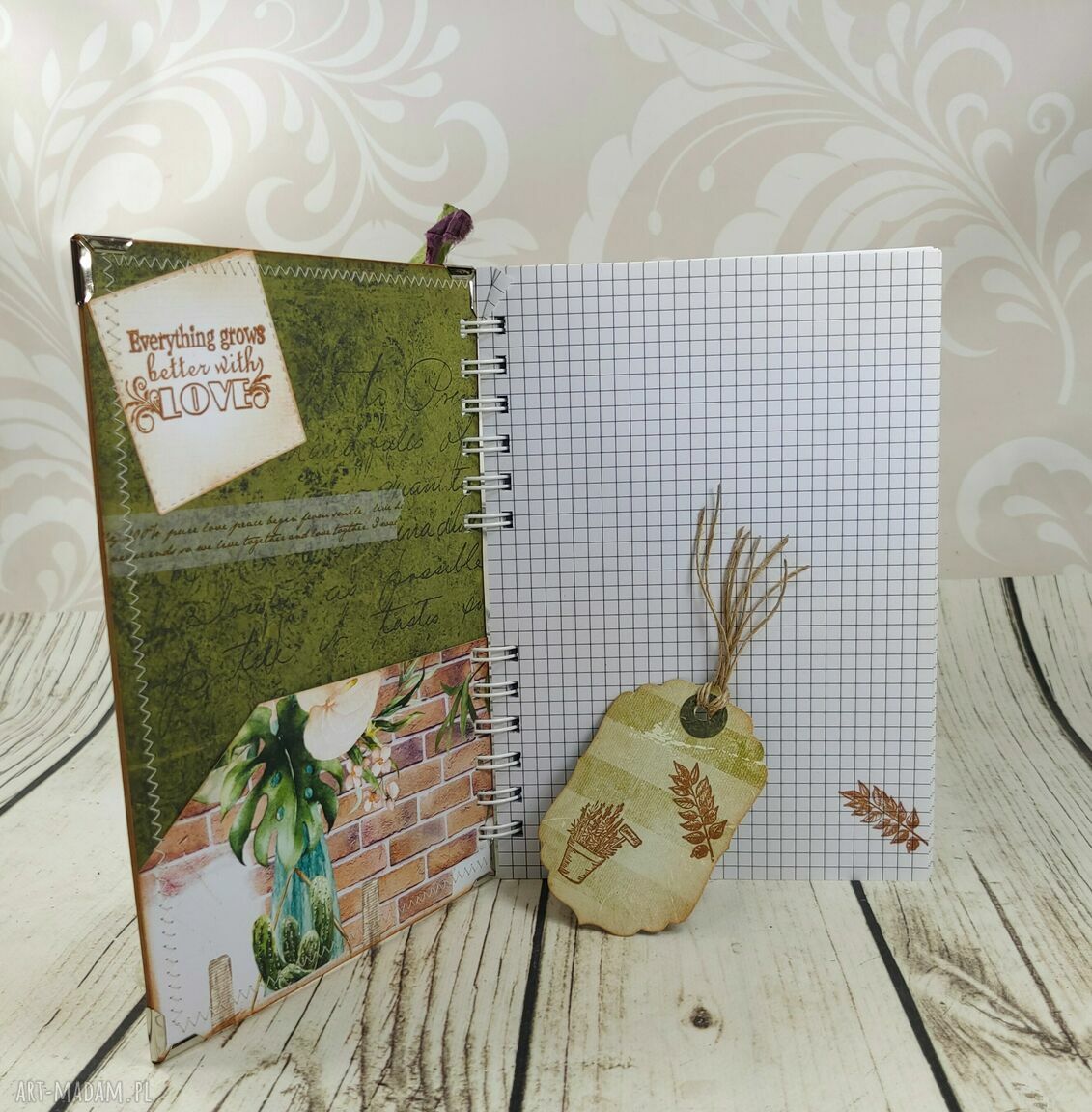Notes w stylu Boho N46 - ręcznie robiony scrapbooking A5