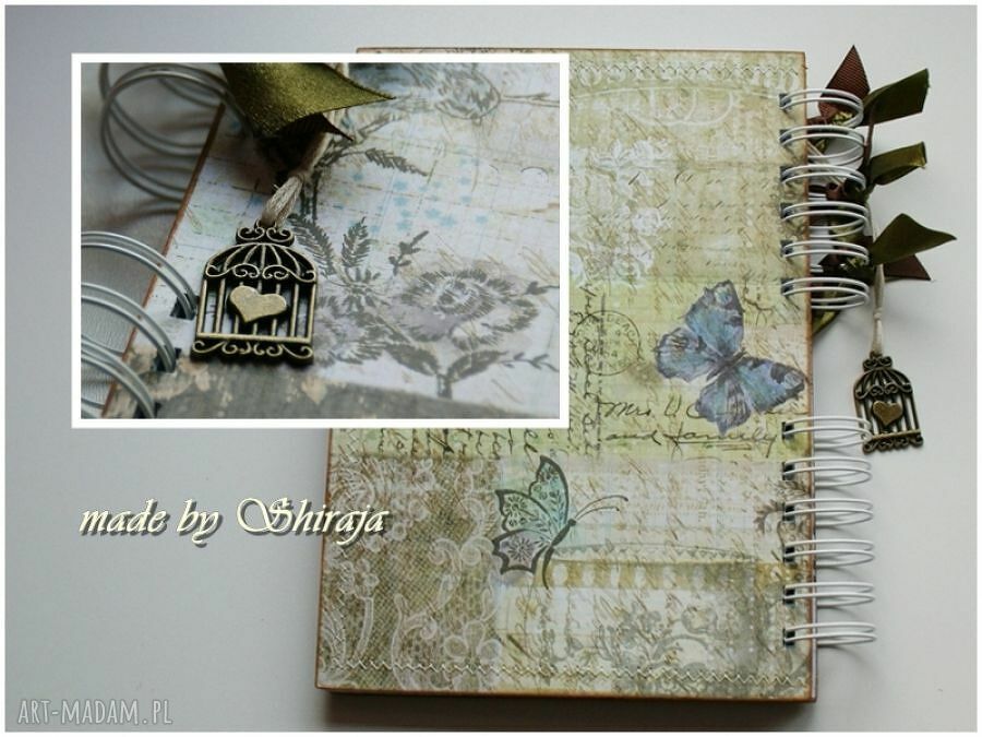 Notes i pamiętnik A5 'Tajemniczy ogród' - scrapbooking z metalową klatką