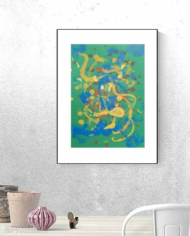 Ręcznie malowana abstrakcja 30x40 cm - nowoczesna grafika bez ramy