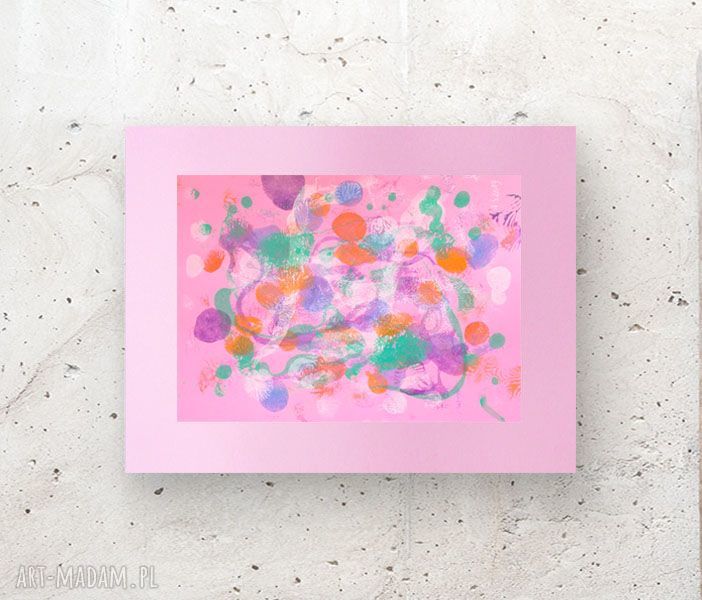 Boho nowoczesna grafika 30x40 - abstrakcja ręcznie wykonana do sypialni i salonu