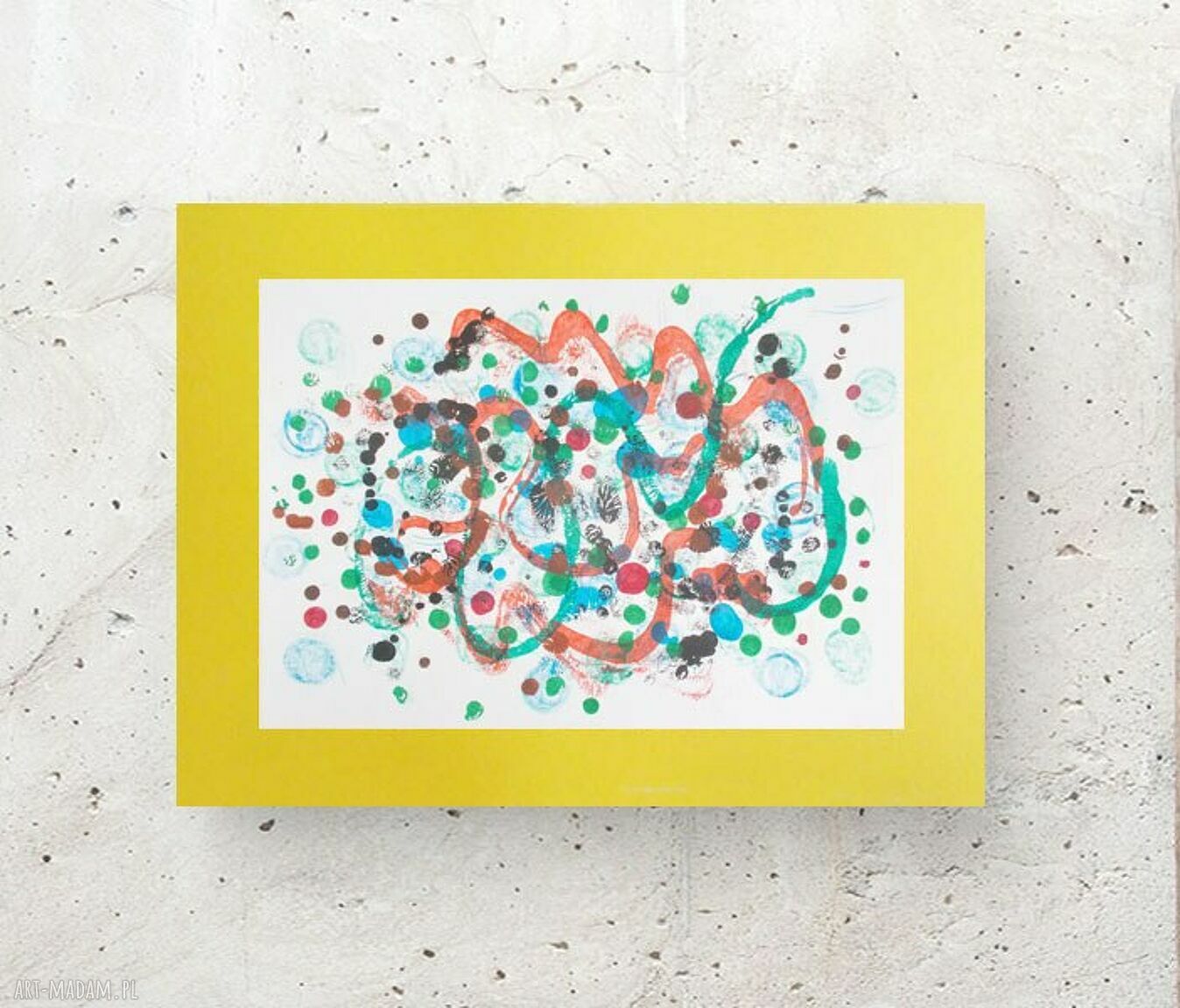 Nowoczesna grafika na ścianę - abstrakcja ręcznie malowana 30x40 cm