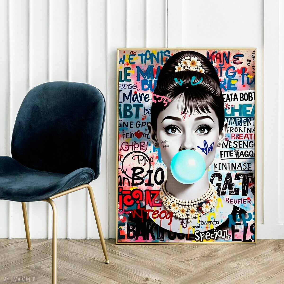 Nowoczesna Audrey - kolorowy plakat 50x70 cm do domu
