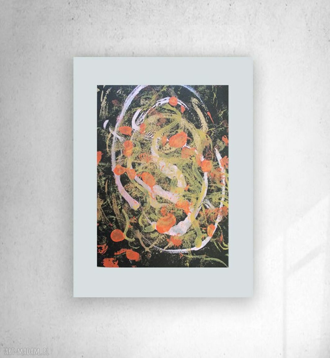 Nowoczesna abstrakcyjna grafika ręcznie malowana 30x40 - minimalistyczny klimat