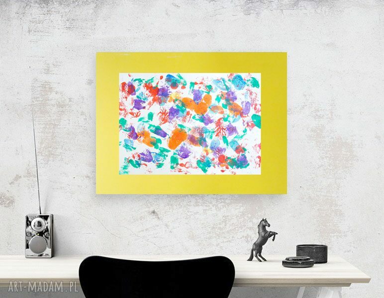 Abstrakcyjny obraz malowany ręcznie 30x40 cm - ciepła dekoracja do Twojego wnętrza