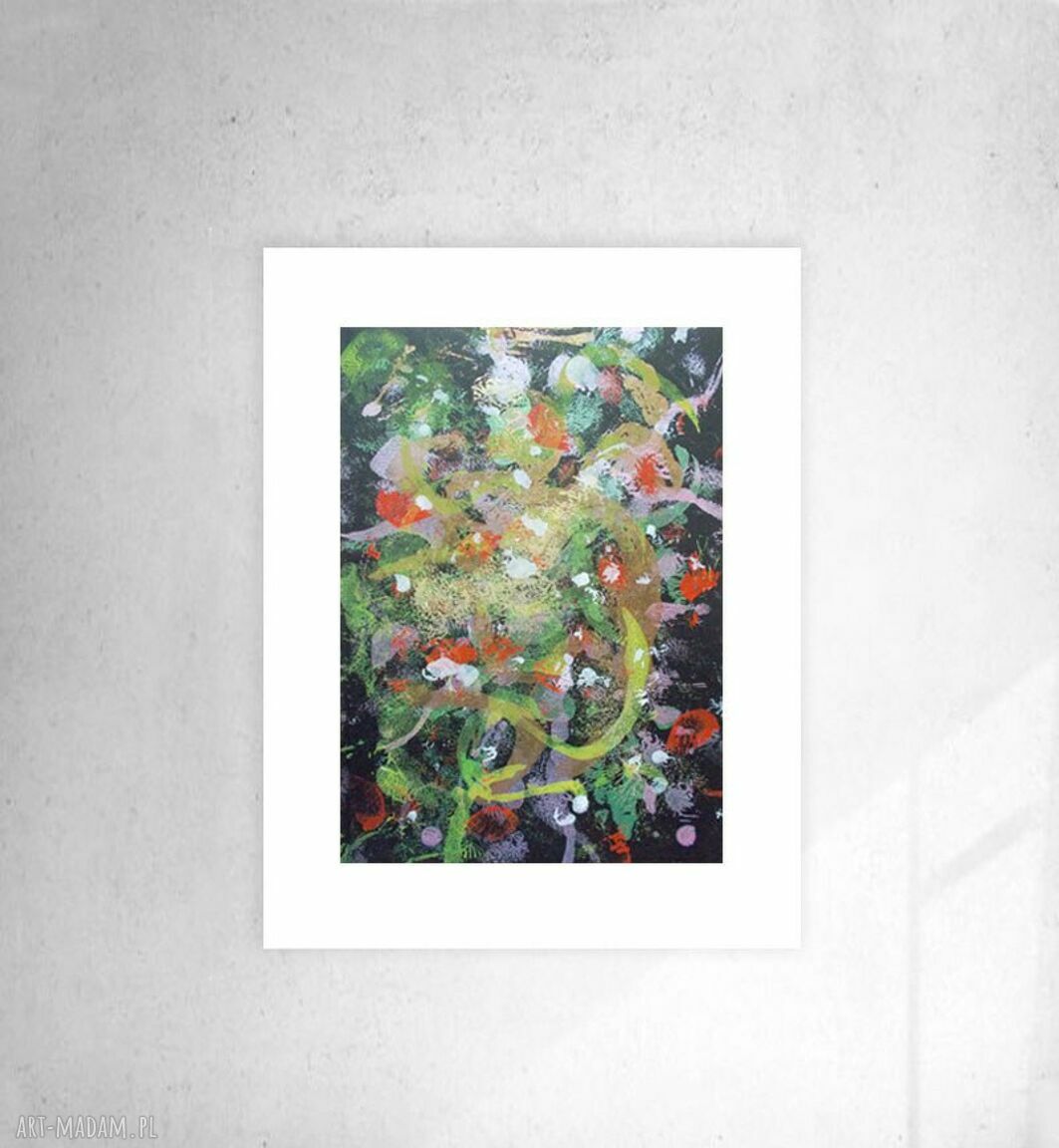 Ręcznie malowana abstrakcja 30x40 cm - nowoczesna grafika na ścianę