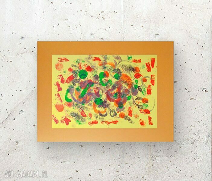 Nowoczesna dekoracja na ścianę - abstrakcyjna grafika malowana ręcznie 30x40