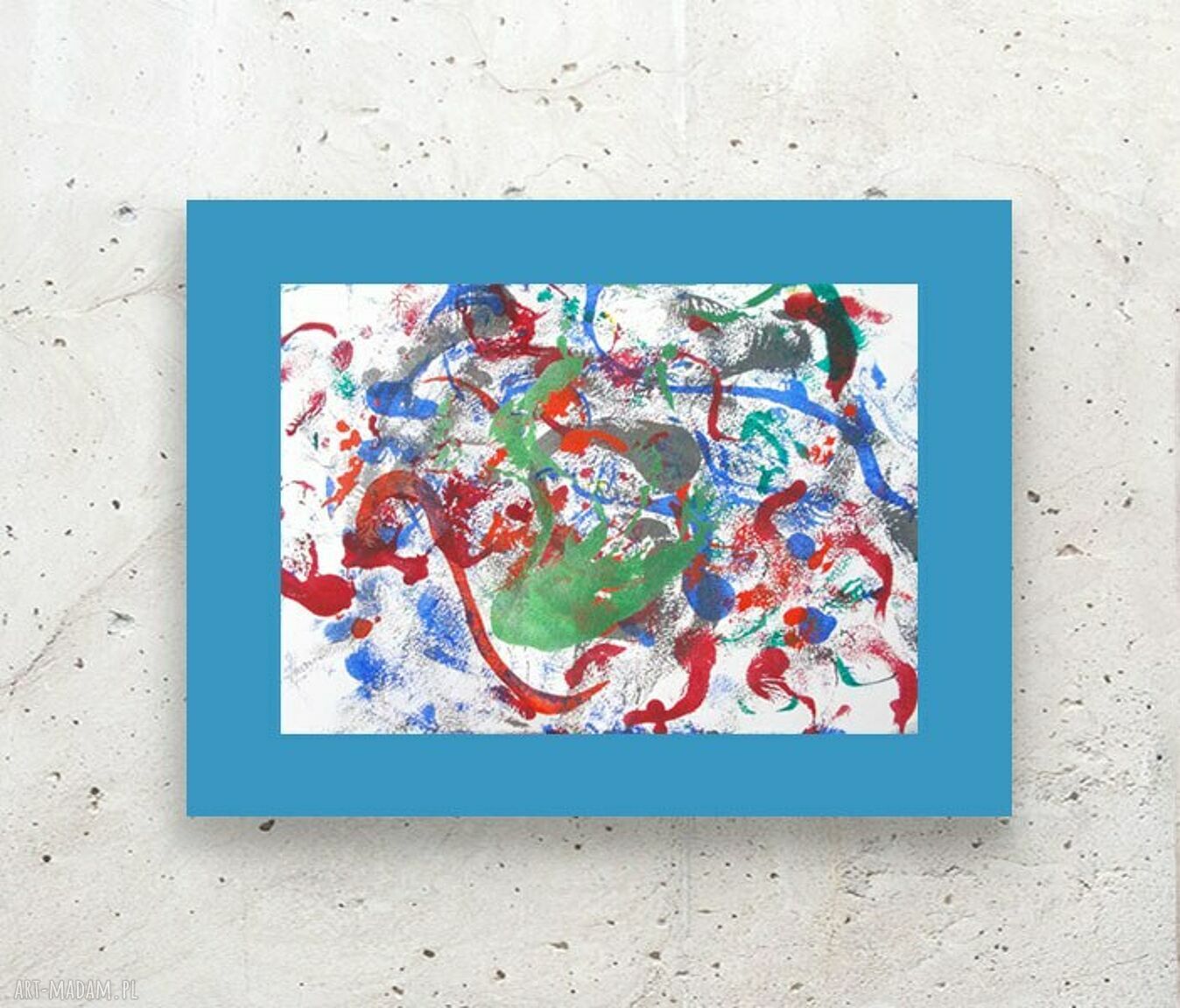 Nowoczesna abstrakcyjna grafika 30x40 cm - ciemnoniebieskie tło i metaliczne akcenty