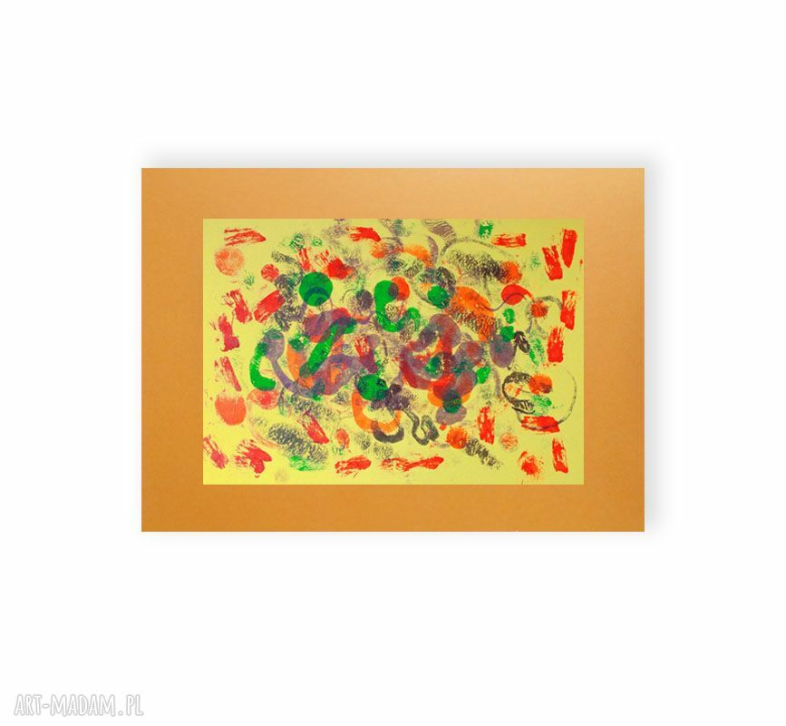 Nowoczesna dekoracja na ścianę - abstrakcyjna grafika malowana ręcznie 30x40