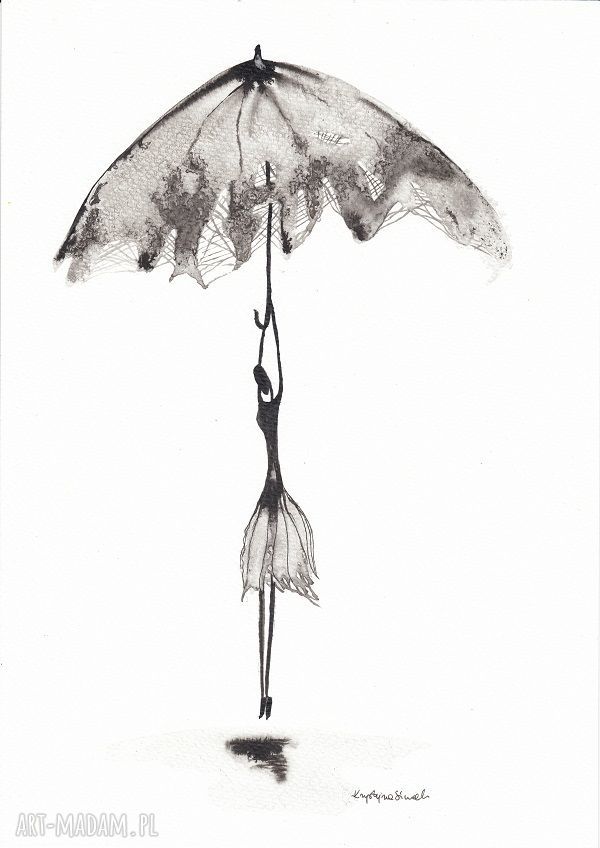 Nowoczesna grafika czarno-biała minimalizm 'Rain' - abstrakcyjny rysunek tuszem 21x30 A4