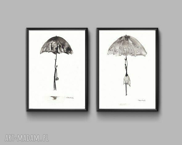 Nowoczesna grafika czarno biała Rain 21x29,7 cm rysunek tuszem