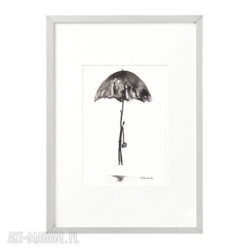 Nowoczesna grafika czarno-biała Rain 21x29,7 cm - rysunek tuszem