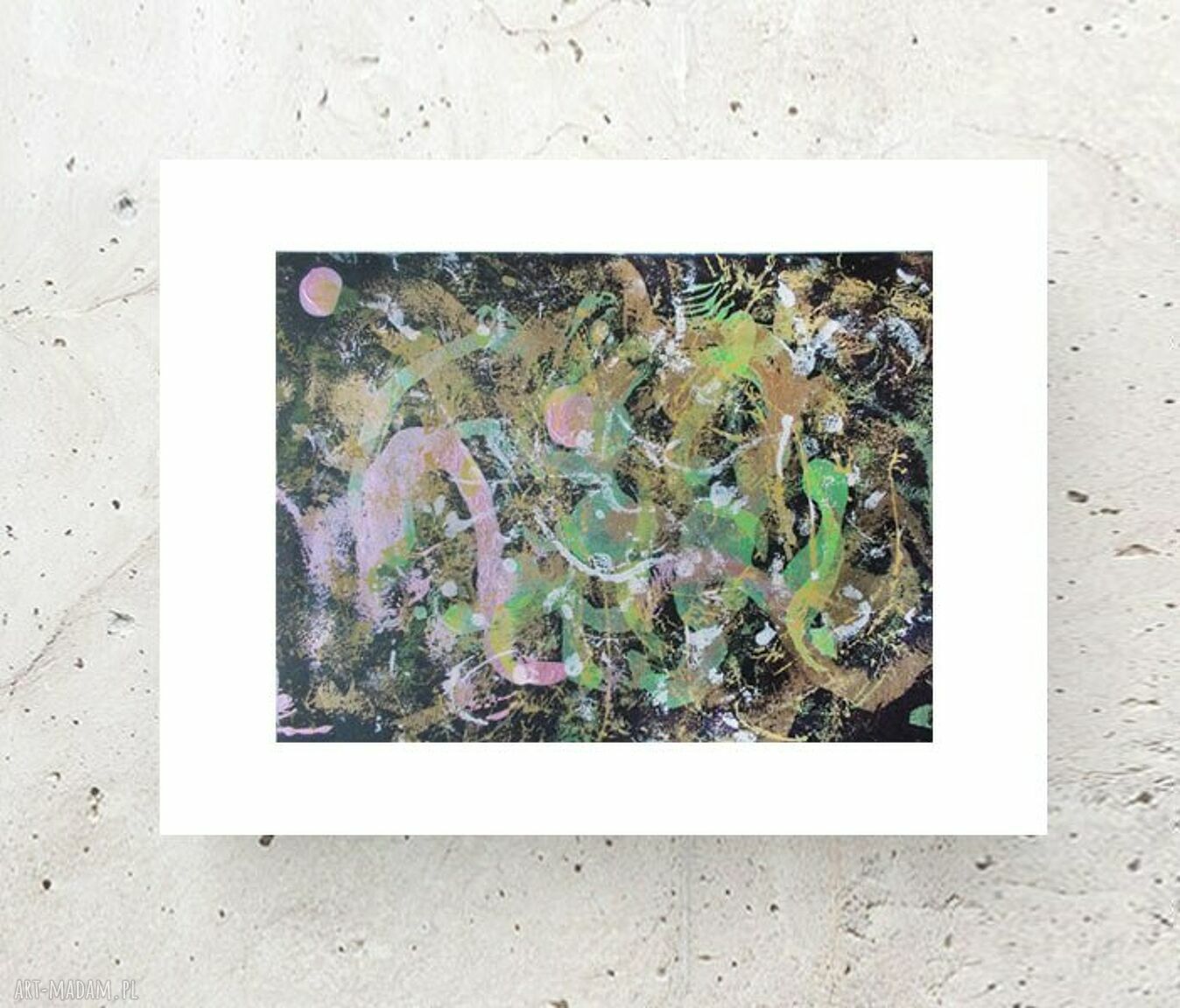 Nowoczesna grafika do domu - ręcznie malowana abstrakcja boho, 30 x 40 cm