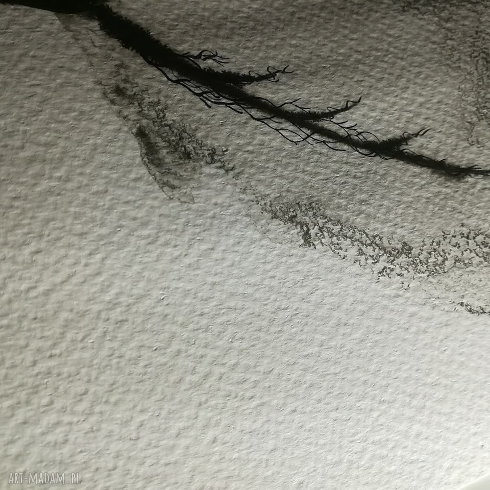 Czarno-biały minimalizm - rysunek tuszem "Myśli Moje" 21x29,7 cm