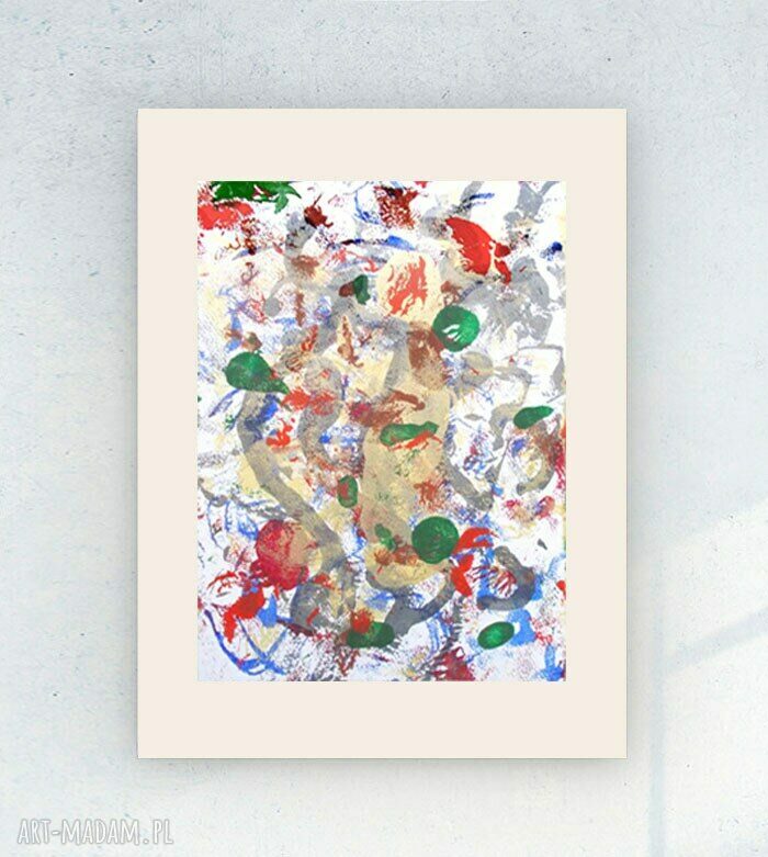 Nowoczesna grafika na ścianę 30x40 - abstrakcja malowana ręcznie