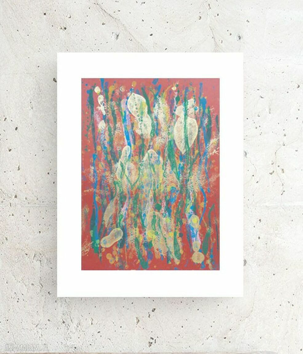 Nowoczesna grafika do pokoju 30x40 cm - bordowa abstrakcja w stylu loft
